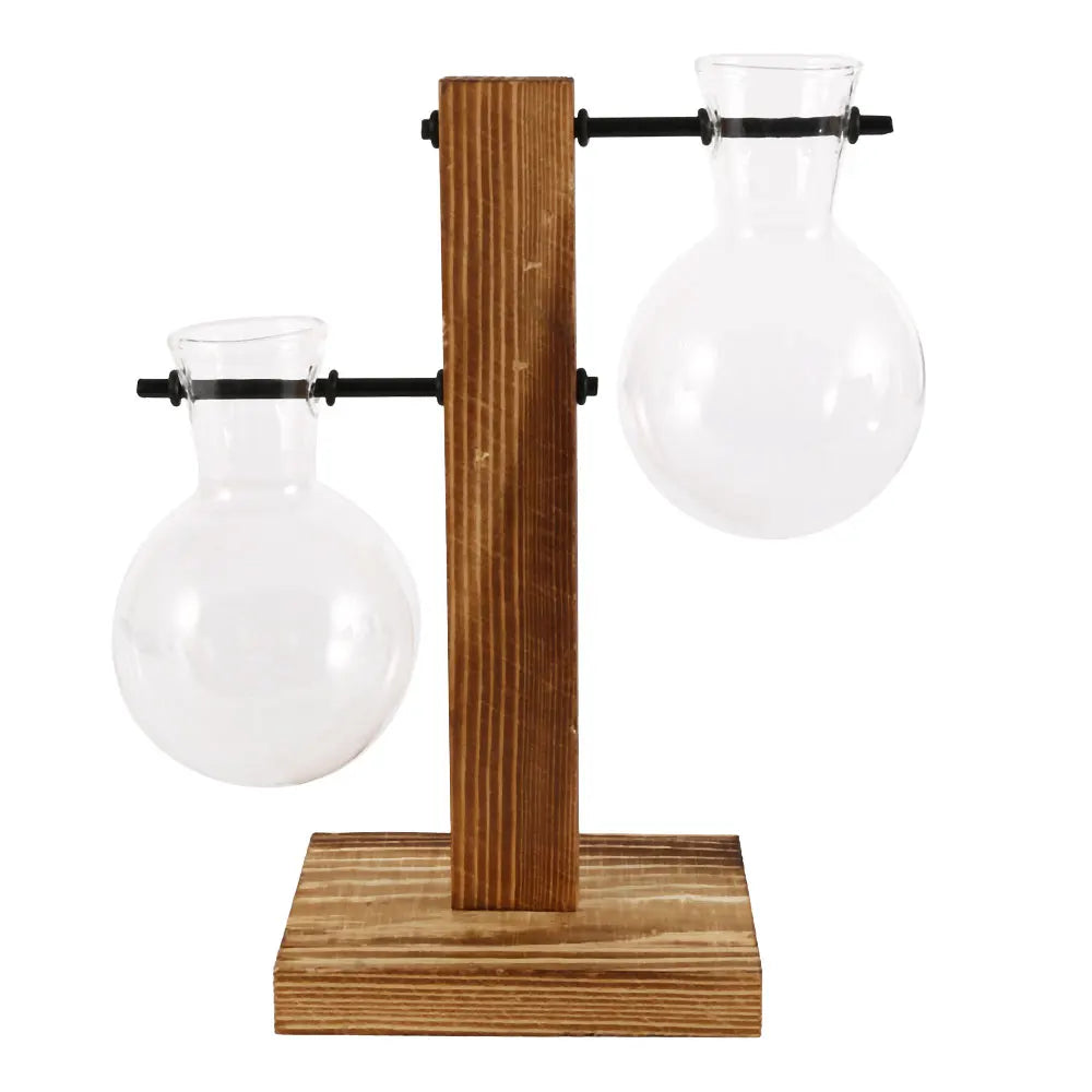 Modern Wooden & Glass Plant Holder